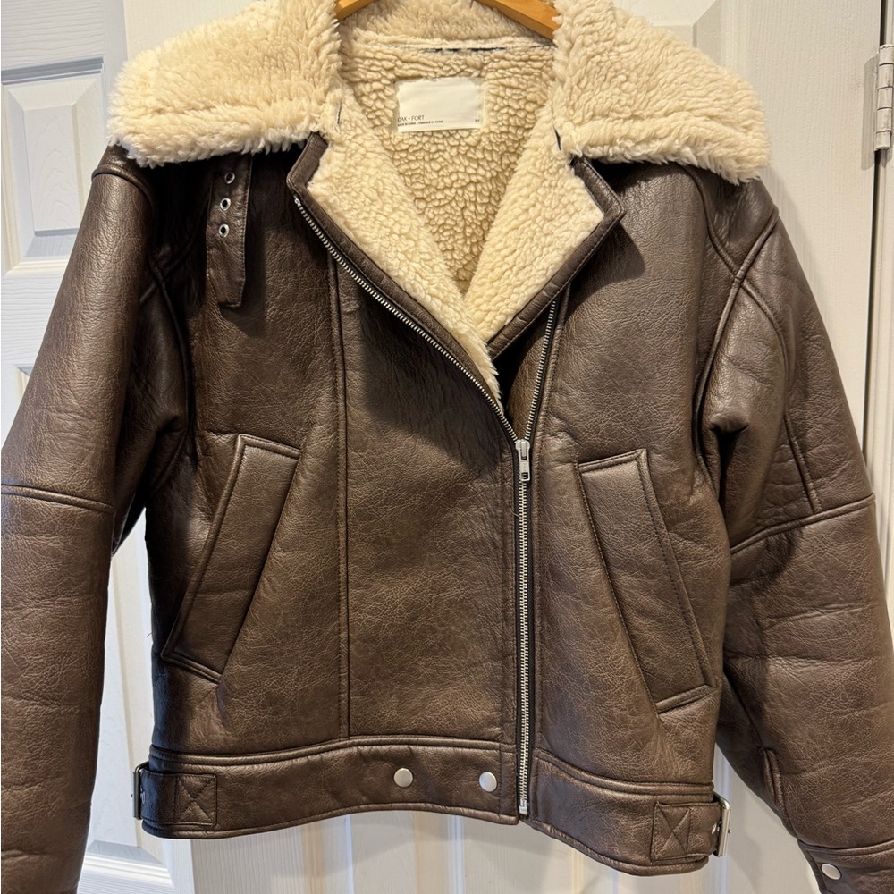 OAK + FORT Cream Shearling Jacket